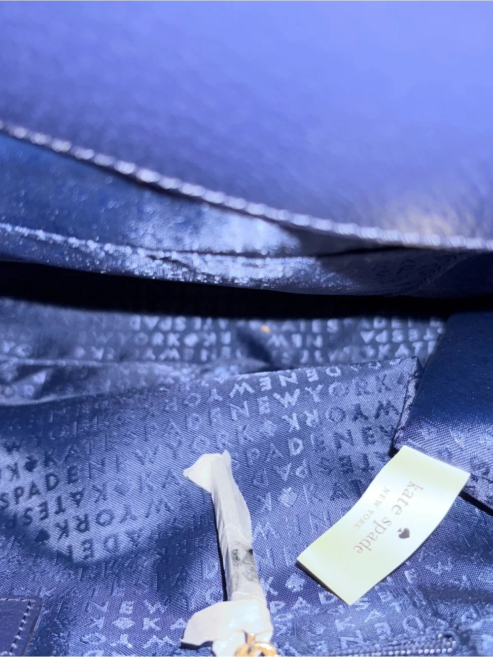kate spade navy leather shoulder bag with gold logo detail